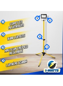 Spot LED 20 W sur trépied 1600 Lumens