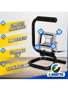 Projecteur LED 10 W - 800 Lumens avec châssis