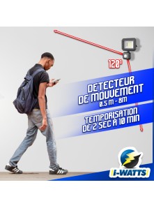 Spot LED 20 W - 1600 Lumens avec détecteur
