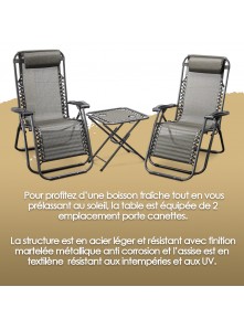 Lot 2 transats et table de Jardin